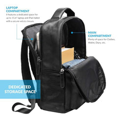 Treggo Premium 30L Anti-Theft Faux Leather Laptop Backpack for Men & Women, Water Resistant Large Travel Daypack, College School Office Casual Backpack with Laptop Compartment