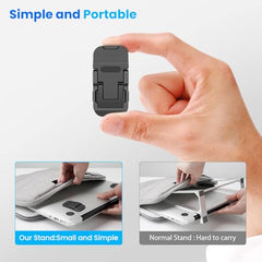 ZORBES® Portable Invisible Laptop Riser Stand, 2 Mini Self-Adhesive Alloy Metal Folding Desk Stand, Lightweight Laptop Desk Feet for MacBook, Lenovo, HP, Dell, Laptops & Tablets, 2pc (Black)