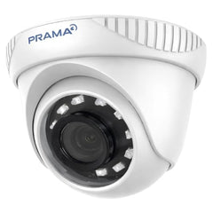 PRAMA PT-HTD70FOE-LPFS 2MP Ranginview Audio Fixed Turret Dome Camera, Built-in Microphone,1920 × 1080 Resolution, up to 20 Meters of IR Distance and 20 Meters of White Light Distance.
