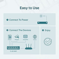 TP-Link 5 Port Gigabit Desktop Switch | 4 Port PoE 65W | 802.3af Compliant | Shielded Ports | Traffic Optimization | Plug and Play | Sturdy Metal (TL-SG1005P)