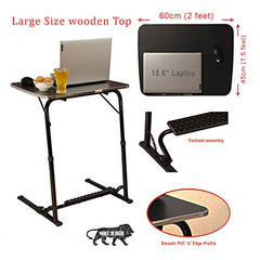 TABLE MAGIC- BADE Multipurpose Laptop Table Mat Finish - Adjustable, Foldable, Portable, Engineered Wood Top with Footrest, Top Size 60 * 45cm (X-Large, Midnight Black)