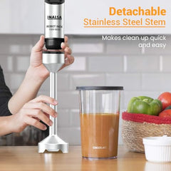 INALSA Hand Blender 1500 W|Silent DC Copper Motor|European Stepless Variable Speed Design| X.Large 1L Chopper|Unique Potato Masher| Detachable| Stainless Steel-Robot INOX 1500 StepUp