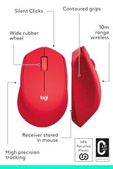 Logitech M331 Silent Plus Wireless Mouse, 2.4GHz with USB Nano Receiver, 1000 DPI Optical Tracking, 3 Buttons, 24 Month Battery Life, PC/Mac/Laptop - Black
