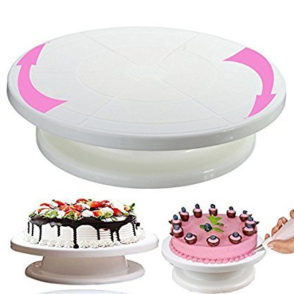SYGA Round Rotating Revolving Cake Turntable Decorating Stand Platform 28CM