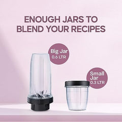 Longway Sage 500 Watt Juicer Mixer Grinder with 2 Jars for Grinding, Mixing, Juicing with Powerful Motor | 2 Year Warranty | (Black & Gray, 2 Jars)