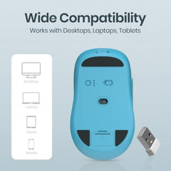 Portronics Toad 9 Wireless Bluetooth Mouse with Dual Wireless (BT + 2.4 GHz), Smart LED Display, Rechargeable Battery, Forward & Back Button, Multi-Device Pair, Upto 4800 Dpi Sensitivity(White)
