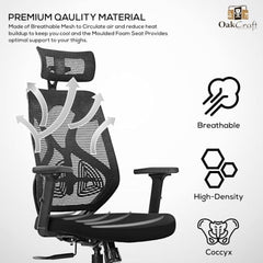 Oakcraft Hurricane Premium Ergonomic Office Chair | Dynamic 2D Lumbar Support | High-Back Executive Chair for Office, Home & Workstation
