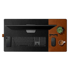 DailyObjects Large Premium Vegan Leather Desk Mat|Anti-Skid|Anti-Slip|85*45cm|Reversible Desk spread Turf Desk/Laptop Mat for Work from Home/Office/Gaming- Extended mouse pad and keyboard desk pad-Tan