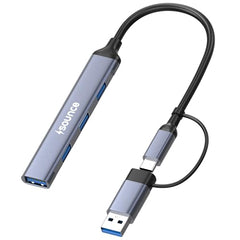 Sounce 4-Port USB 3.0 Hub for PC – High-Speed Aluminum USB Hub Compatible with PC, MacBook, Mac Pro, Mac mini, iMac, Surface Pro, and XPS. 4-Port High Speed USB Hub with Aluminium Shell