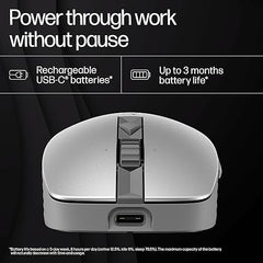 HP 710 Rechargeable Silent Mouse/6 programmable buttons/90-day Rechargeable Battery Life Track-On Glass Sensor(Silver)