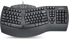 Perixx PERIBOARD-512B Ergonomic Split Keyboard – Full-Size Wired USB Keyboard with Palm Rest and 7 Multimedia Hotkeys – 3D Curve Design for RSI Relief – Black, US English