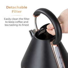 Tower Electric Kettle 1.7L Metal Body Auto Shut-Off 360° Base Blue | 1.7L capacity, 1350W rapid boil, full metal body, auto shut-off and boil-dry protection, 360-degree swivel power base