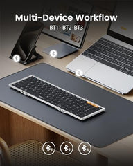 ProtoArc Foldable Bluetooth Keyboard, XK01 Full Size Folding Wireless Keyboard with Number Pad, Portable Travel Keyboard for Windows iOS Android Tablets, Laptops, iPad