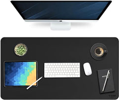 V-CUBE DESIGNS Premium Vegan Leather Desk Mat 90X45cm 2.4mm Thick&Padded|Laptop Mat/Extended Mouse Pad/Stitched, Reversible, Sturdy Deskspread with High Tear/Peel Strength|Anti-Slip,Splash-Proof|Blue