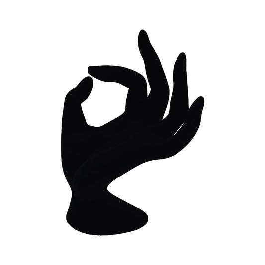 SYGA Hand Shape Ring Holder Jewelry Display Polyresin Mannequin Shaped Jewelry Stand Bracelet Holder for Home, Retail Stores, Jewelry Retailers - Glossy Black Velvet