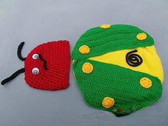 MOMISY Newborn Photography Props Baby Girl Boy Photo Props for Infant Hand Crocheted Beetle Outfit and Hat-Green