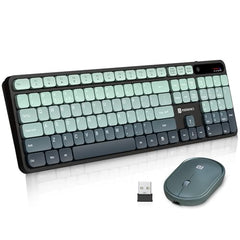 Portronics Key11 Combo Rechargeable Wireless Keyboard and Mouse Set, Bluetooth 5.3&2.4GHz Wireless,Type-C Fast Charging,Gradient Keys, Noiseless Typing, High Precision Mouse, for PC&Laptop(Grey)