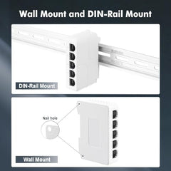COOLCOLD 4 Port PoE Extender With 1 In 3 Out, Repeater Support IEEE802.3af/at, 100Mbps Ethernet Powered Passthrough Switch, Extend 100m(328ft), Wall and Din-Rail Mount (White)