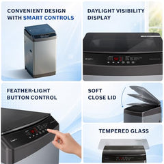 Bosch 7 kg 5 Star Fully Automatic Top Load Washing Machine,PowerWave Wash,Inbuilt Dual Lint Filter, Stainless Steel VarioDrum with 5 fin Pulsator, Water Save, Flex Drain, Dark Grey (WOE70AH0IN)