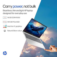 HP 15, Intel Core 5-120U (16GB DDR4, 512GB SSD) FHD, Anti-Glare, Micro-Edge, 15.6''/39.6cm, Win11, M365 Basic(1yr), Office Home24, Silver,1.59kg, fd0682tu, FHD Camera w/Shutter, BL Laptop