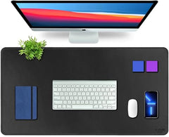 V-CUBE DESIGNS Premium Vegan Leather Desk Mat 90X45cm 2.4mm Thick&Padded|Laptop Mat/Extended Mouse Pad/Stitched, Reversible, Sturdy Deskspread with High Tear/Peel Strength|Anti-Slip,Splash-Proof|Blue