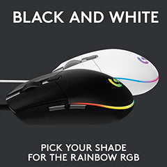 Logitech G102 Light Sync Gaming Mouse with Customizable RGB Lighting, 6 Programmable Buttons, Gaming Grade Sensor, 8K DPI Tracking,16.8mn Color, Light Weight - Black
