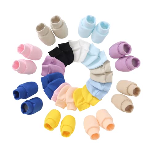 Newborn Baby Mittens and Booties Combo 8 pairs Gloves & 8 pairs Socks Set for 0-6 Months Babies Pack of 8