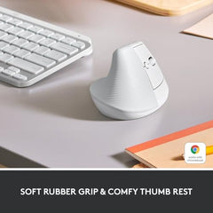Logitech Lift Vertical Ergonomic Mouse, Wireless, Bluetooth or Logi Bolt USB Receiver, Quiet clicks, 4 Buttons, Compatible with Windows/macOS/iPadOS, Laptop, PC - Graphite