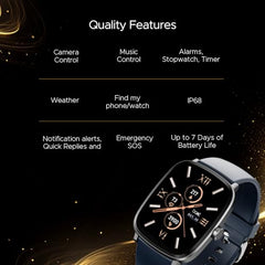 boAt Ultima Regal w/ 2.01”(5.10 cm) Crystal-Clear AMOLED Display, 1000 NITS Brightness,Premium Metal Body, Functional Crown, 100+ Sports Modes, Fitness Smart Watch for Men & Women (Steel Black)