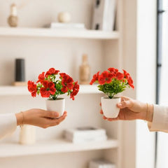 fancymart Artificial Flower Plant Home Décor with Small Size Pot | Pack of 2 | Plant Hanging for Home Decor | Office Decor (DESIGN-01)