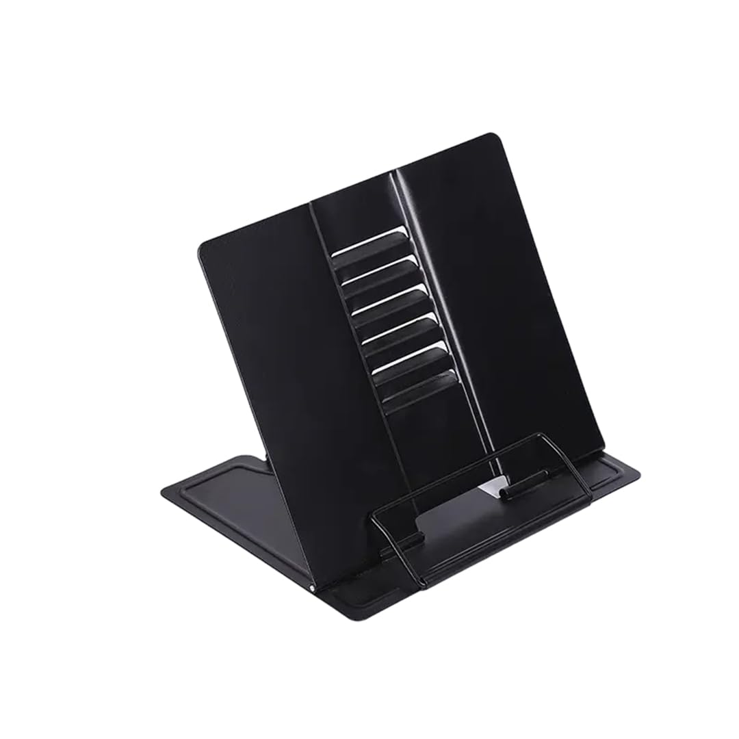 SYGA Reading Bookshelf Metal Mini Book Stand,Book Holder, Adjustable Cookbook,Documents Holder, Portable Bookstand for Music Books, Textbook, Recipe,Tablet, Ipad(Black)