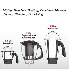 Vidiem Vstar Adc Blu Mixer Grinder 717 A|750 Watts|5 Jar In-1 Juicer|5 Leakproof Jars With Self-Lock, Wet And Dry, Chutneys & Curries|ABS Body|5 Year Warranty On Motor & 2 Year Product Warranty, Blue