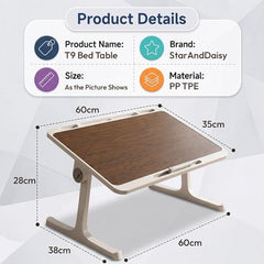StarAndDaisy T9 Foldable Bed Table for Laptop & Study, 4-Level Adjustable Angled Tabletop, Large Desktop Surface with Anti-Slip Stopper, Tablet & Phone Slot, Storage Drawer, Stable Legs, PP & TPE