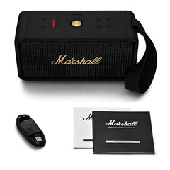 Marshall Middleton Portable Bluetooth Speaker with 20+ Hours of Portable Playtime, 360° Sound, Dust & Waterproof (IP67) - Black & Brass.
