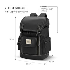 Gear Classic 16.5"/21L Medium Water Resistant Faux Leather Anti Theft Knapsack | Laptop Bag | Casual Bag | Travel Bag for Men/Women (Green - Brown)