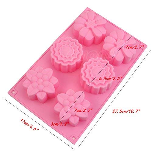 SYGA 6 Cavity Flower Shaped Silicone Green Mold for Bath Bomb Soap Chocolate Candy Cake Making