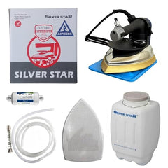 AIPRESS Silver Star ES-300L Industrial Steam Iron 1800W with 4L Water Tank & Teflon Soleplate | Heavy Duty Gravity Feed Steam Iron for Tailoring, Laundry, Boutique & Commercial Garment Pressing