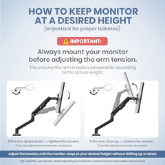 Portronics Aerolift Solo Gas Spring Monitor Arm, Desk Mount for 13–32 Inch Screens, VESA 75x75 & 100x100 mm, Full Motion Tilt/Swivel/Rotation, C-Clamp & Grommet Installation, Aluminium Build