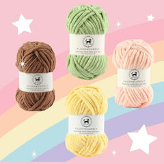 NESTNHAVEN , Plush & Cuddly Sets 2.0 , Chenille Yarn Supersoft Hand Knitting Wool Ball, set of 4 , 400 grams (1 Ball/100 Gram Each) Suitable for Craft, Babywear, Toys , Baby Blankets , 5 Bulky, Shades - NNHS 2.0 (Set 26 baby Pink , lilac , hot pink…