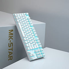 MageGee 75% Mechanical Gaming Keyboard with Brown Switch, LED White Backlit Keyboard, 87 Keys Compact TKL Wired Computer Keyboard for Windows Laptop PC Gamer - Retro Grey/White