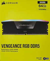 CORSAIR Vengeance RGB DDR5 RAM 48GB (2x24GB) 5200MHz CL38 Intel XMP iCUE Compatible Computer Memory - Black (CMH48GX5M2B5200C38)
