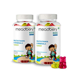 Meadbery Multivitamin Calcium Combo Gummy Bears Glutenfree Formula With Minerals And Vitamins B C D E B12 B6 For Kids Bone Health Growth Kids Bone Teeth Health 30+30 Tasty Gummies