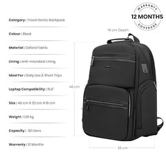ICON The Overnighter Laptop Backpack 30L | Durable Oxford Fabric, Fits 15.6" Laptops | USB Charging Port, Luggage Sleeve | Water-Resistant, Multipurpose Unisex Bag for Short Trips - Blue.