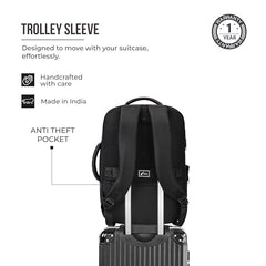 Gear Turbo 21"/45L Large Water Resistant Anti theft Laptop Backpack with Raincover | Backpack | Daypack |Briefcase | Travel Bag For Men/Women (Black - Grey)