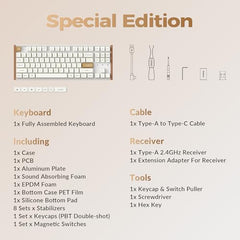 Keychron K8 HE TKL Wireless Bluetooth 2.4G Wired Triple Mode Hot Swappable Hall Effect Keyboard with QMK VIA Aluminum+Wood Frame Rapid Trigger for Mac Windows Linux-White