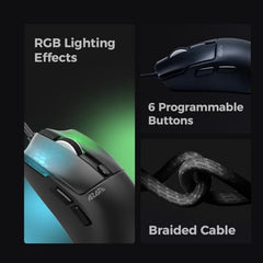 AZOTH GM78W Wireless Gaming Mouse, 7-Button RGB Trimode Mouse with 12800 DPI, 2.4G/Bluetooth/Wired, Optical Sensor, Macro Software, 1000Hz Polling Rate, Lightweight Design for Laptop PC/Desktop