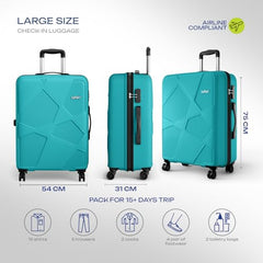 Safari Polypropylene Spinner Pentagon Pro 8 Wheels Set Of 3 (Cabin + Medium + Large) Trolley Bags, Hard Case, 360º Wheeling Luggage, Suitcase For Travel, Navy, 55, 65, 75 cm