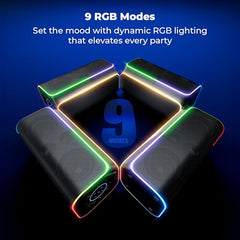 ZEBRONICS 2026 Launch 120W Portable Party Speaker, Dual 13.33cm Drivers, Upto 7hrs Playback, Wireless Mic, TWS Function, 9 RGB Modes, BTv5.3, USB & AUX, Rapid Charge, Carry Handle (Party FYRE 700)