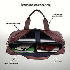 WildHorn Genuine Leather Office Bag for Men | 15.6-Inch Laptop Bag with a Minimalist Design | Professional Leather Bag with Adjustable Straps & Multiple Compartments | 1-Year Warranty