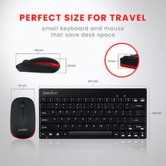 PERIDUO-712B Wireless Mini Keyboard & Mouse Combo – Compact Tenkeyless 2.4 GHz Set with 13 Multimedia Hotkeys, Portable 1000 DPI Mouse & Nano Receiver – Perixx